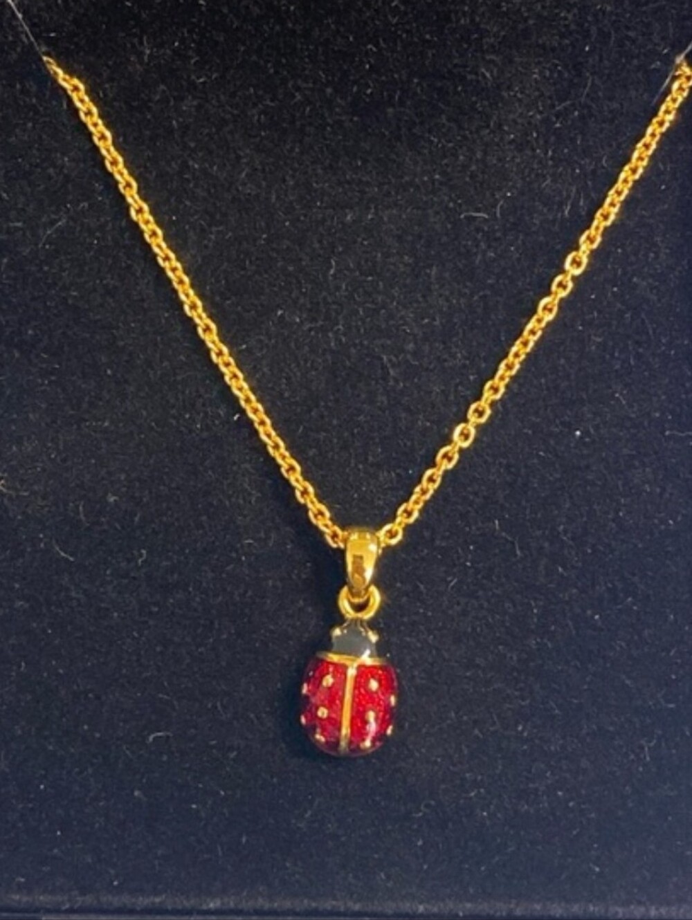 Joan Rivers Red Enamel Ladybug Necklace